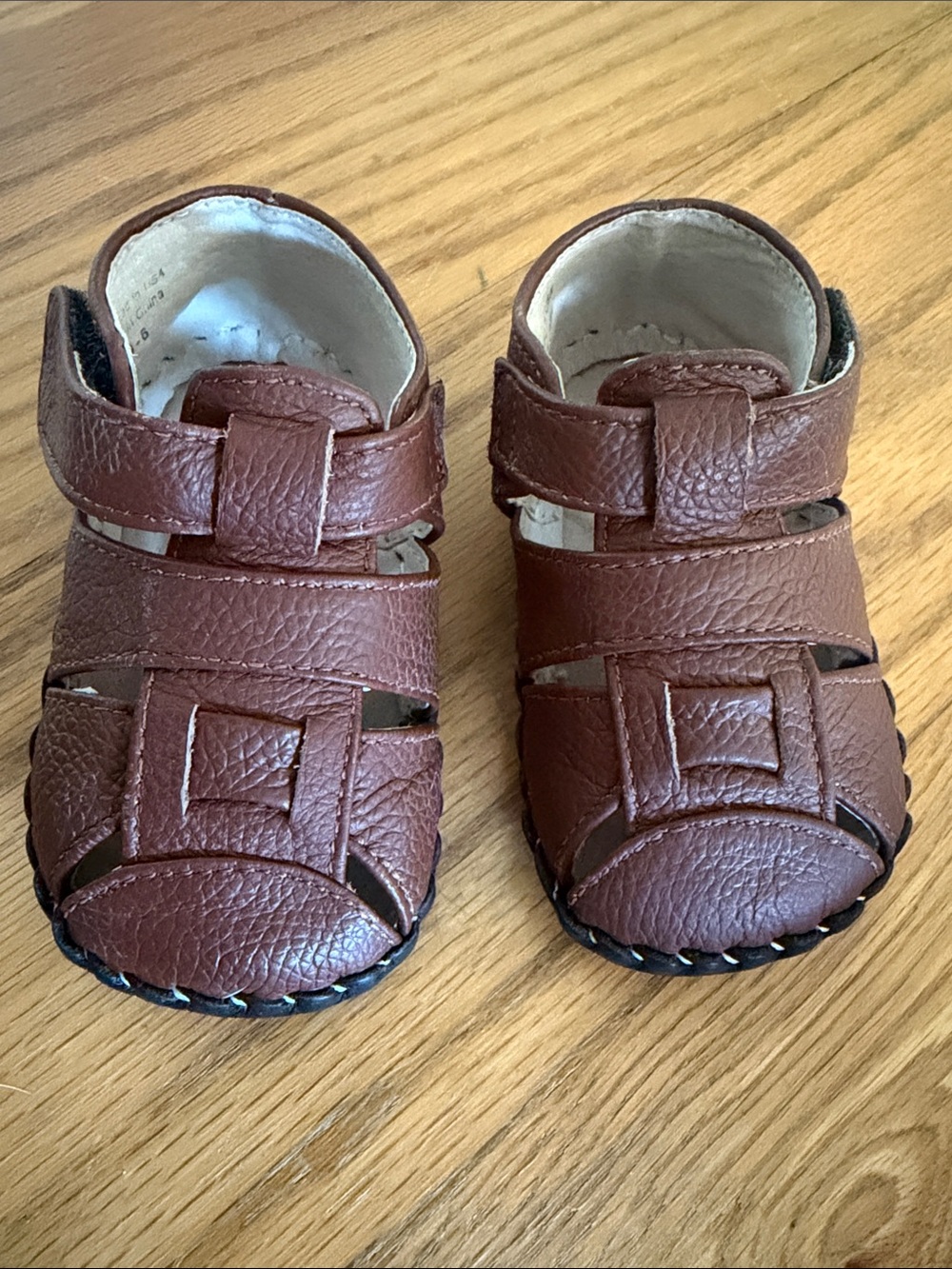 pediped Brown Leather Baby Walker Sandals